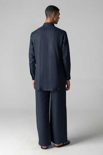 Amit Arora Plain Linen Kurta & Palazzo Set 