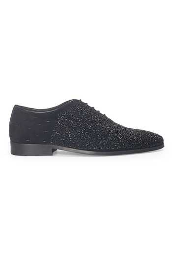 Domani_Black Riviera Cutdana Embellished Shoes _Online_at_Aza_Fashions