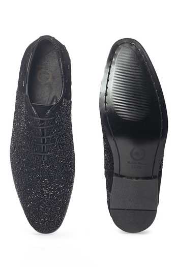 Shop_Domani_Black Riviera Cutdana Embellished Shoes _Online_at_Aza_Fashions