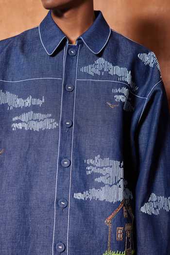 Buy Shahin Mannan Blue Denim Outhouse Jacket Online at Aza Fashions Buy_Shahin Mannan_Blue Denim Outhouse Jacket _Online_at_Aza_Fashions