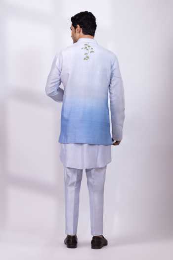 Smriti By Anju Agarwal Bluebird Tale Silk Nehru Jacket 