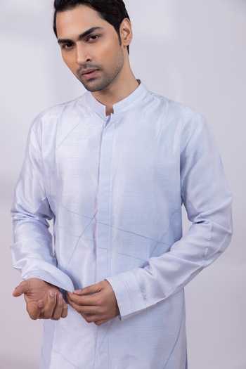 Buy Smriti By Anju Agarwal Blue Silk Azure Bluebird Kurta Set With Nehru Jacket Buy_Smriti By Anju Agarwal_Blue Silk Azure Bluebird Kurta Set With Nehru Jacket
