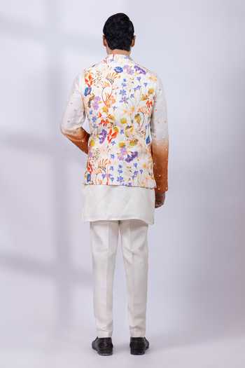 Smriti By Anju Agarwal Bloom Ridge Floral Print Nehru Jacket
