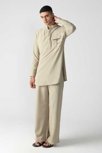 Amit Arora Placed Embroidered Kurta & Palazzo Set 