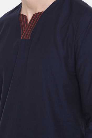 Mayank Modi - Men_Blue Cotton Short Kurta For Kids_Online_at_Aza_Fashions