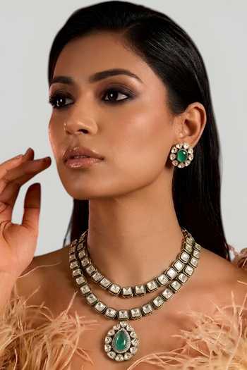 Auraa Trends Kundan Double Layer Necklace Set 