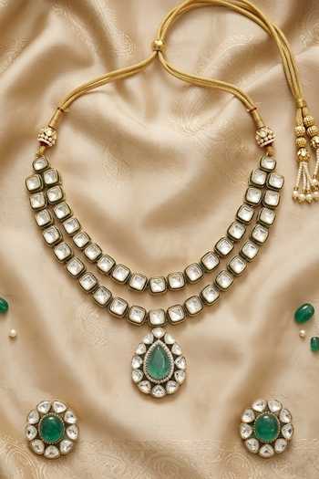 Auraa Trends Kundan Double Layer Necklace Set 