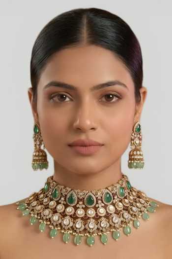 Auraa Trends Green Kundan Choker Set 