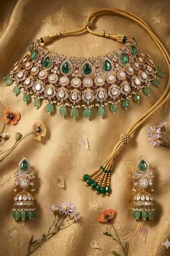 Auraa Trends Green Kundan Choker Set 
