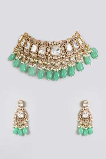 Auraa Trends Blue Beaded Necklace Set at Aza Fashions Auraa Trends_Blue Beaded Necklace Set _at_Aza_Fashions