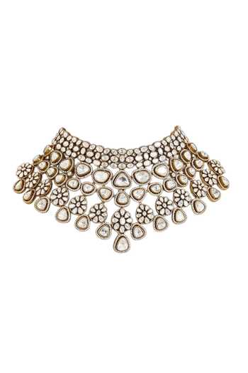 Buy_Auraa Trends_Gold Plated Kundan Choker Necklace Set _Online_at_Aza_Fashions