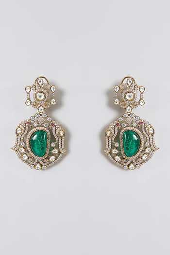 Auraa Trends_Green Kundan Necklace Set _at_Aza_Fashions