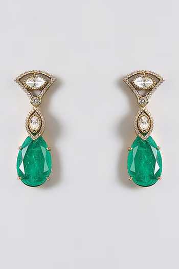 Buy_Auraa Trends_Emerald Green Statement Necklace Set _Online_at_Aza_Fashions