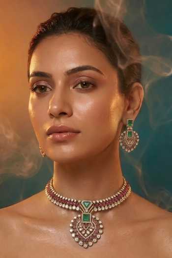 Auraa Trends Kundan Polki Choker Necklace Set 