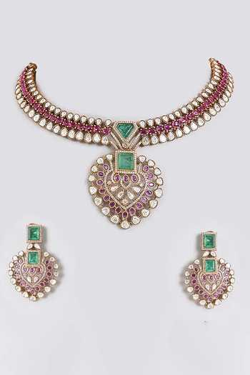 Auraa Trends Kundan Polki Choker Necklace Set 