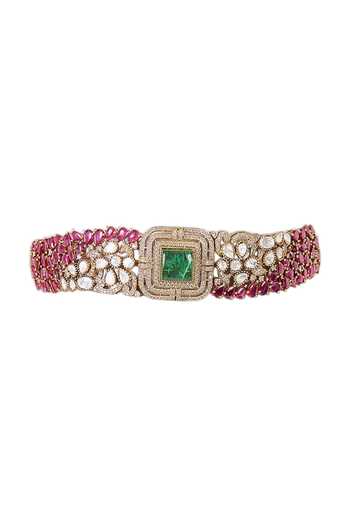 Buy Auraa Trends Pink Kundan Polki Choker Necklace Set Online at Aza Fashions Buy_Auraa Trends_Pink Kundan Polki Choker Necklace Set _Online_at_Aza_Fashions