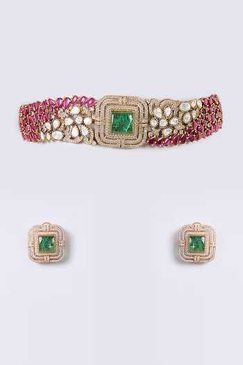 Auraa Trends Kundan Polki Choker Necklace Set 