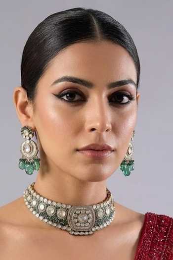 Auraa Trends Emerald Green Kundan Choker Set 