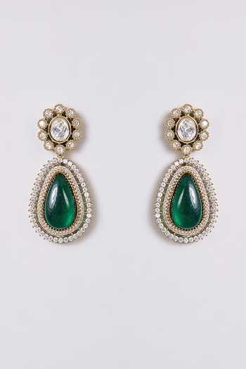 Buy_Auraa Trends_Green Stone Studded Choker Set _Online_at_Aza_Fashions