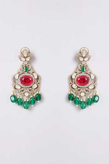 Auraa Trends Green Emerald Kundan Choker Necklace Set Online at Aza Fashions Auraa Trends_Green Emerald Kundan Choker Necklace Set _Online_at_Aza_Fashions