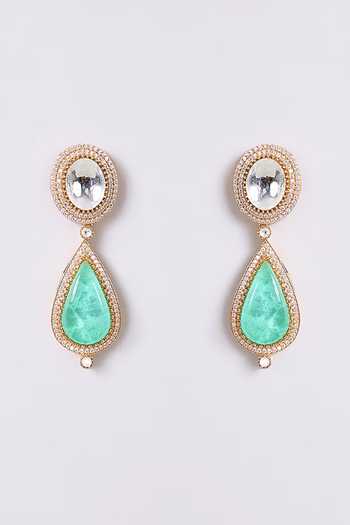 Shop_Auraa Trends_Mint Green Stone Necklace Set _Online_at_Aza_Fashions