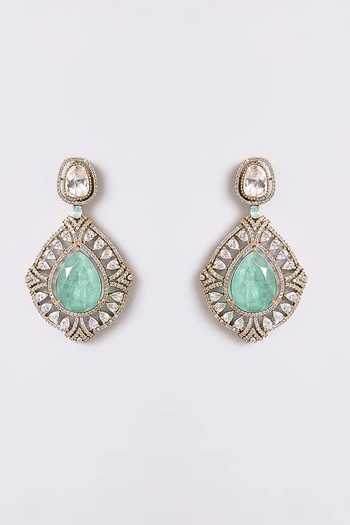 Buy_Auraa Trends_Mint Green Kundan Choker Necklace Set _Online_at_Aza_Fashions