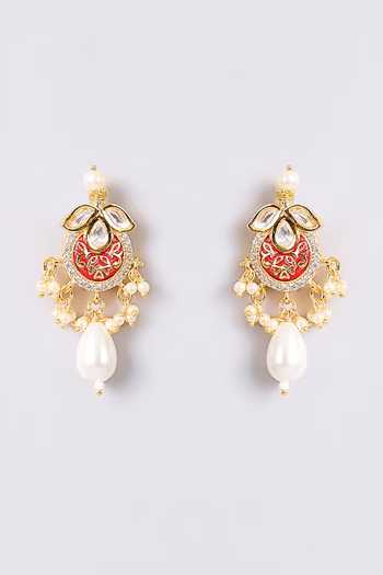 Buy_Auraa Trends_Gold Plated Kundan Pearl Choker Necklace Set _Online_at_Aza_Fashions