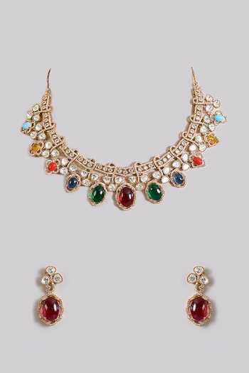Auraa Trends Kundan Polki Choker Necklace Set 