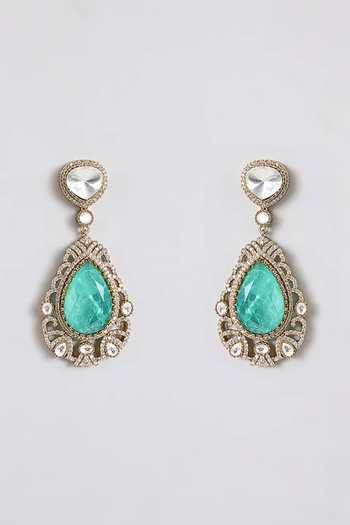 Auraa Trends_Green Aqua Stone Choker Necklace Set _Online_at_Aza_Fashions
