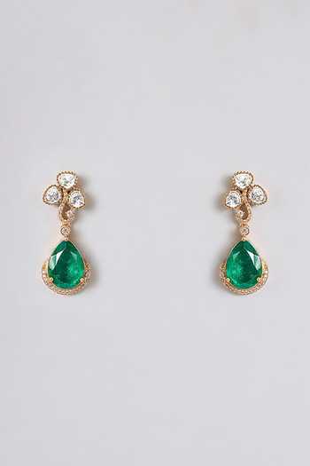 Buy_Auraa Trends_Green Emerald Elegance Statement Necklace Set _Online_at_Aza_Fashions
