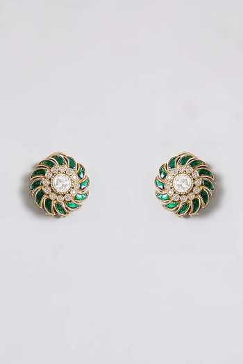 Buy_Auraa Trends_Green Emerald Spiral Statement Necklace Set _Online_at_Aza_Fashions