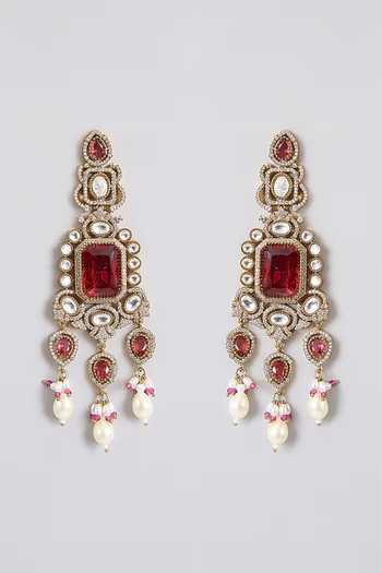 Auraa Trends_Red Kundan Choker Necklace Set _Online_at_Aza_Fashions