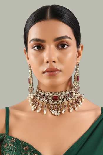 Auraa Trends Kundan Choker Necklace Set 