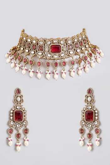 Auraa Trends Kundan Choker Necklace Set 