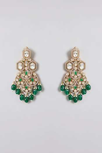 Auraa Trends_Green Emerald Kundan Polki Choker Set _Online_at_Aza_Fashions