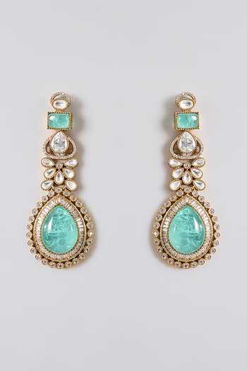 Auraa Trends_Green Kundan Embellished Necklace Set _Online_at_Aza_Fashions