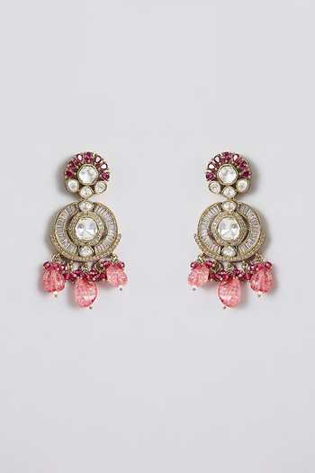 Auraa Trends_Pink Kundan Embellished Choker Necklace Set _Online_at_Aza_Fashions