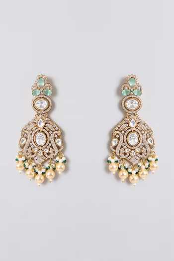 Auraa Trends Green Kundan Embellished Necklace Set Online at Aza Fashions Auraa Trends_Green Kundan Embellished Necklace Set _Online_at_Aza_Fashions