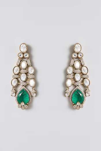 Buy Auraa Trends Green Kundan Embellished Necklace Set Online at Aza Fashions Buy_Auraa Trends_Green Kundan Embellished Necklace Set _Online_at_Aza_Fashions