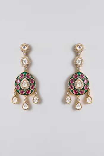 Auraa Trends_Multi Color Kundan Studded Necklace Set _Online_at_Aza_Fashions