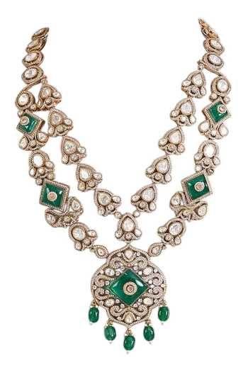 Buy Auraa Trends Green Kundan Necklace Set Online at Aza Fashions Buy_Auraa Trends_Green Kundan Necklace Set _Online_at_Aza_Fashions