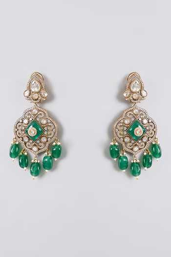 Shop Auraa Trends Green Kundan Necklace Set Online at Aza Fashions Shop_Auraa Trends_Green Kundan Necklace Set _Online_at_Aza_Fashions