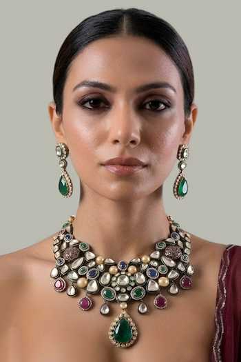 Auraa Trends Kundan Polki Choker Necklace Set 