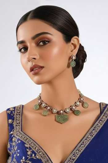 Auraa Trends Kundan Embellished Choker Necklace Set 