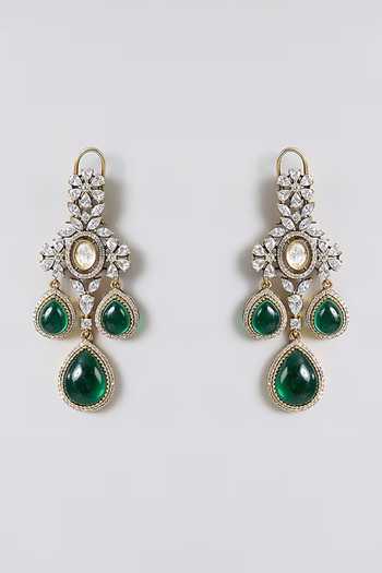 Buy_Auraa Trends_Green Kundan Studded Necklace Set _Online_at_Aza_Fashions