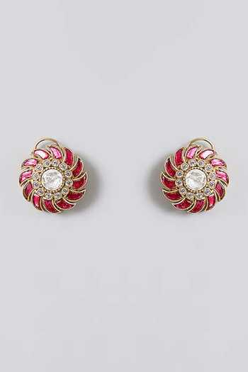 Buy_Auraa Trends_Red Twisted Kundan Embellished Choker Set _Online_at_Aza_Fashions