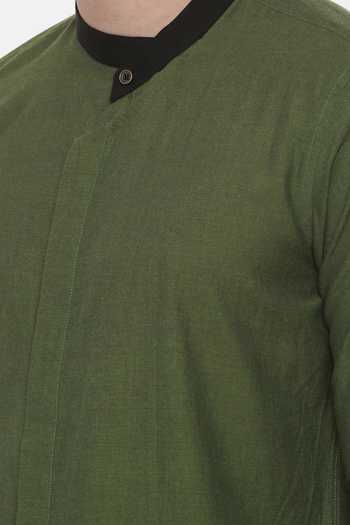 Mayank Modi - Men Green Maheshwari Malai Cotton Short Kurta For Kids Online at Aza Fashions Mayank Modi - Men_Green Maheshwari Malai Cotton Short Kurta For Kids_Online_at_Aza_Fashions