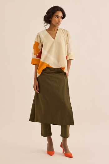 Kharakapas Ginger Lilly Abstract Print Top 