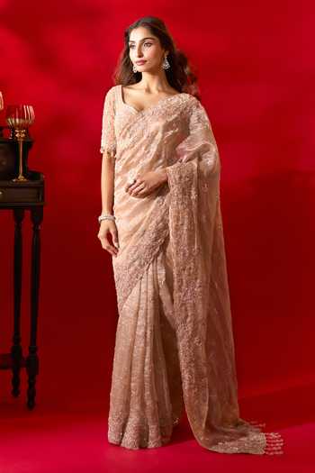 Azeera Embroidered Saree With Unstitched Blouse Piece 