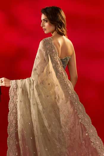 Shop Azeera Green Tissue French Rose Embroidered Saree With Unstitched Blouse Piece Online at Aza Fashions Shop_Azeera_Green Tissue French Rose Embroidered Saree With Unstitched Blouse Piece _Online_at_Aza_Fashions